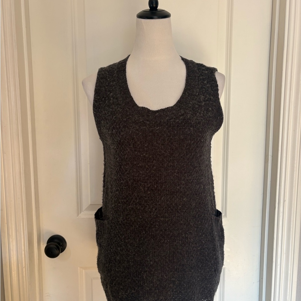 Cozy Wool-Blend Knit Vest | Charcoal Textured Knit | Minimal Layering Piece